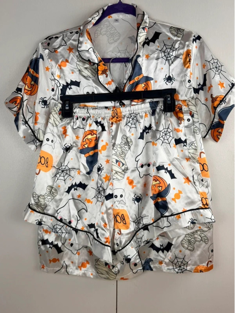 Halloween Satin Pajama Set Women’s XL Satin Pajama Set Shorts 2 Piece